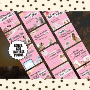 100 Aesthetic Pink Instagram Carousel Templates – Editable Canva Designs with PLR & MRR Rights
