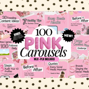 100 Aesthetic Pink Instagram Carousel Templates – Editable Canva Designs with PLR & MRR Rights