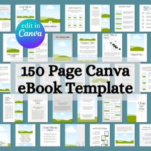 150 Canva eBook Template, Course Workbook Template with PLR & MRR Rights