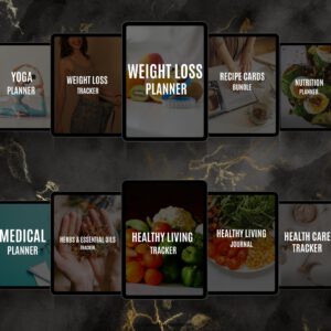 20+ Fitness & Wellness Planners Bundle for Canva with PLR & MRR Rights
