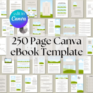 Canva eBook Template, Course Workbook Template with PLR & MRR Rights – 250 Pages