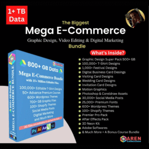 The Ultimate Mega E-Commerce Bundle: Graphic Design, Video Editing & Digital Marketing Assets (PLR & MRR)