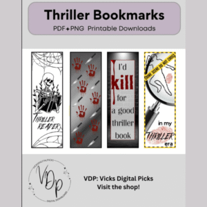 Thriller & Psychological Thriller Bookmark Bundle with PLR & MRR Rights