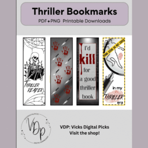 Thriller & Psychological Thriller Bookmark Bundle with PLR & MRR Rights